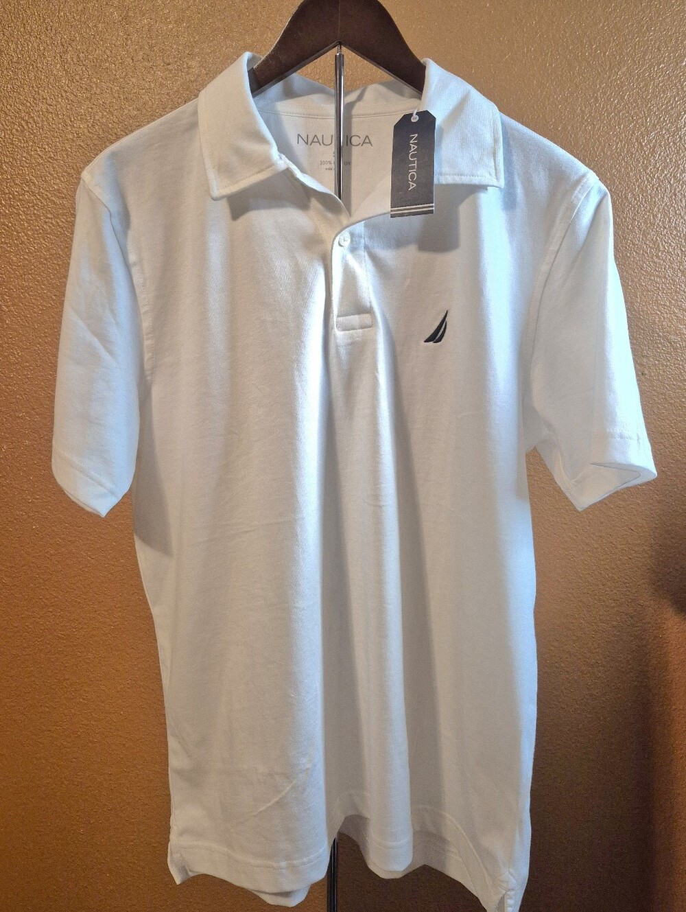 Nautica White Cotton Tee - Classic Logo
